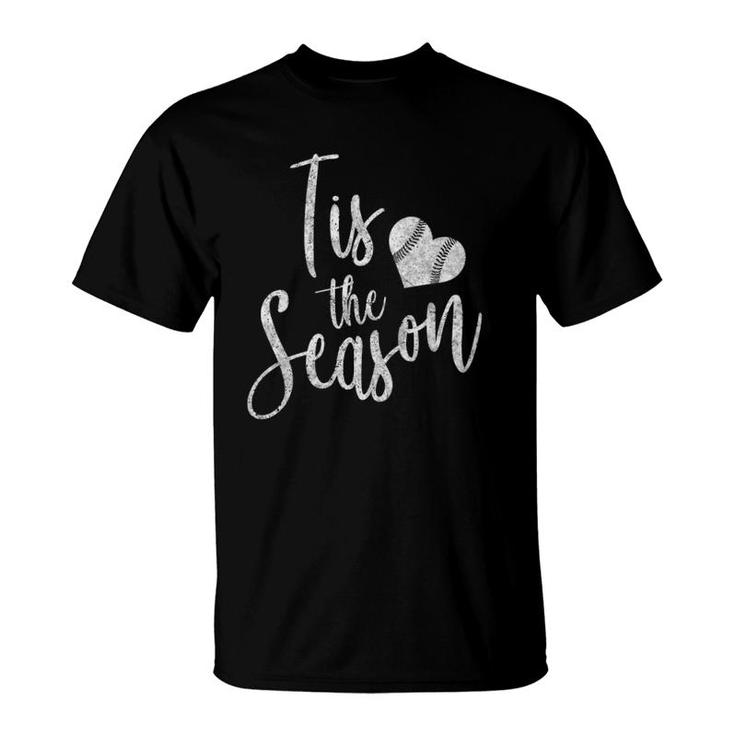 Womens Tis The Season Baseball Softball Mom  Gift V-Neck T-Shirt