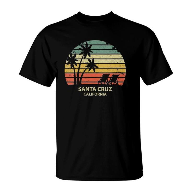 Womens Vintage California Santa Cruz Beach Cool Retro V-Neck T-Shirt