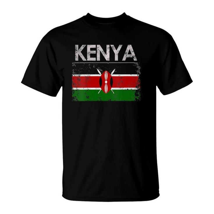 Womens Vintage Kenya Kenyan Flag Pride Gift V-Neck T-Shirt