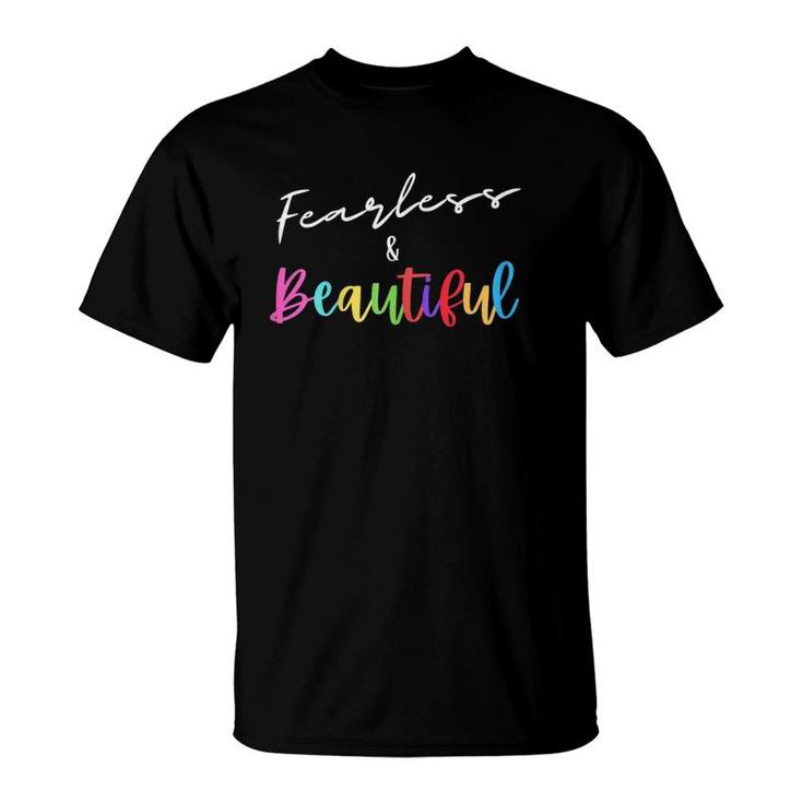 Womens Women's Cute Casual Graphic Tee Fearless And Beautiful T-Shirt