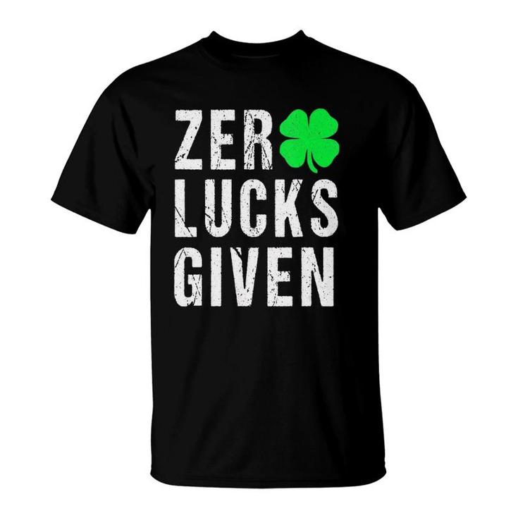 Womens Zero Lucks Given Irish Sayings Adults Saint Patrick's Day V-Neck T-Shirt
