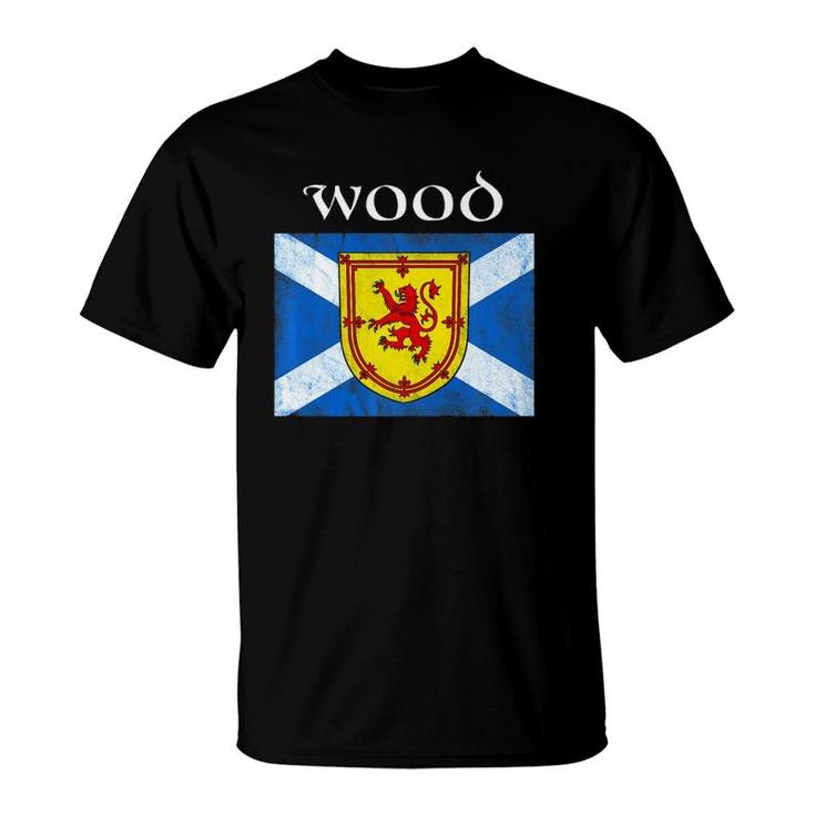 Wood Scottish Clan Name Lion Flag T-Shirt