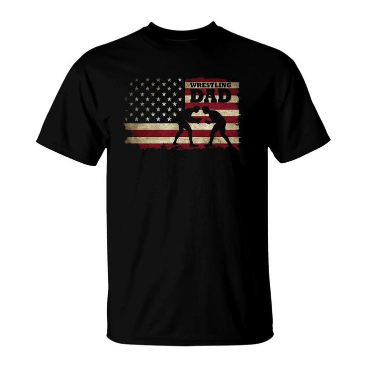 Wrestling Dad Gifts American Flag T-Shirt