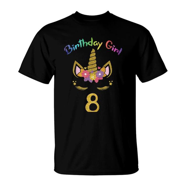 Youth 8Th Birthday Outfit, 8 Year Old Unicorn Birthday Girl T-Shirt