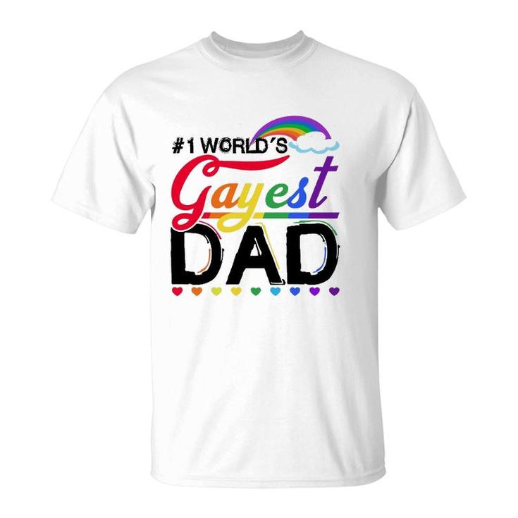 1 World's Gayest Dad Lgbt Pride Month Rainbow T-Shirt