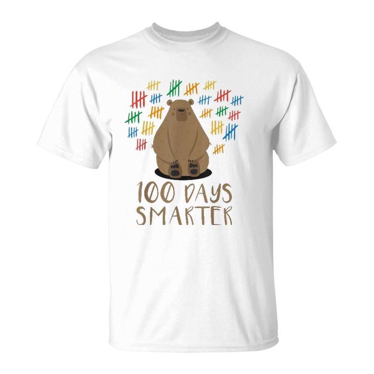 100 Days Of School Bear 100 Days Smarter Tee T-Shirt