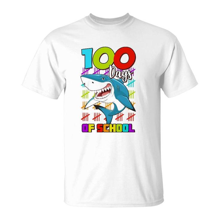 100 Days Of School Shark Lover Boys Girls 100 Days Smarter T-Shirt