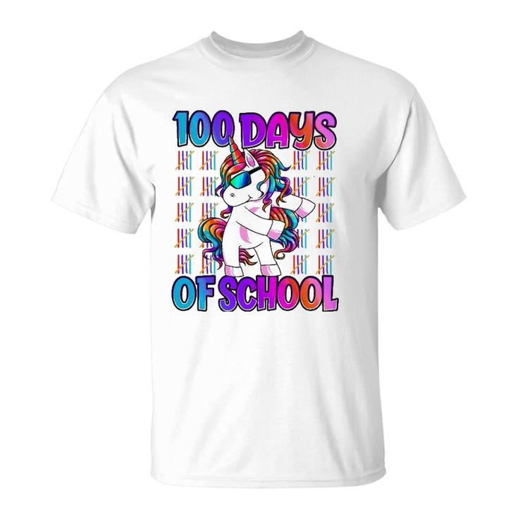 100 Days Of School  Unicorn 100 Days Smarter 100Th Day T-Shirt