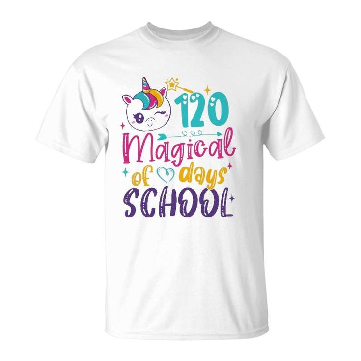 120Th Day Of School Unicorn 120 Magical Days Teacher Girls T-Shirt