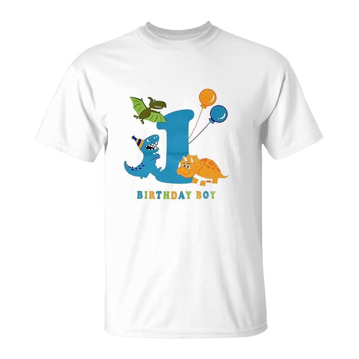 1st Birthday Boy Party Dinosaur Birthday T-Shirt