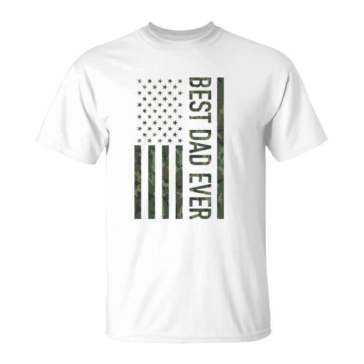 Best Dad Ever American Us Camouflage Flag Gift For Father  T-Shirt