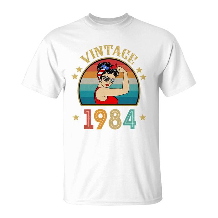 38Th Birthday Gift 38 Years Old For Women Retro Vintage 1984   T-Shirt