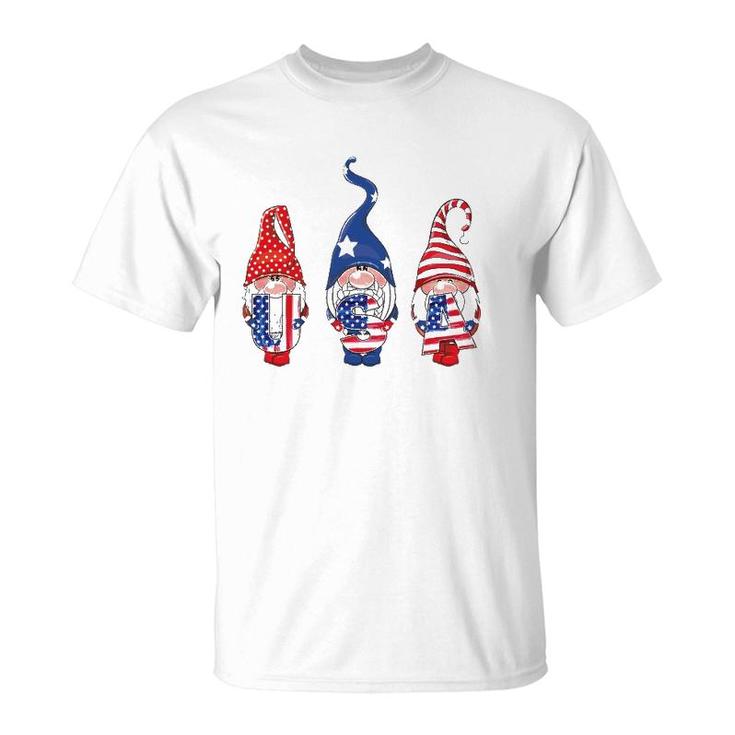 4Th Of July American Flag Gnomes Women Men Girls Boys Kids T-Shirt
