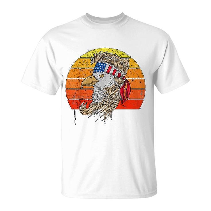 4th Of July Bald Eagle With Mullet American Usa Flag T-Shirt