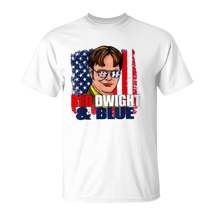 4Th Of July Merica Red - Dwights And Blue American Flag T-Shirt
