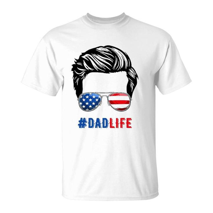 4Th Of July Tee Dad Life Sunglasses American Flag T-Shirt
