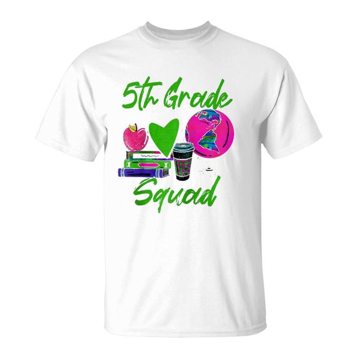 5Th Grade Squad Fifth Grade Teacher Back To School Coffee Raglan Baseball Tee T-Shirt