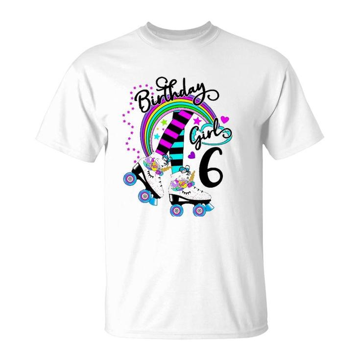 6Th Unicorn Roller Skate Birthday Party For Girls T-Shirt