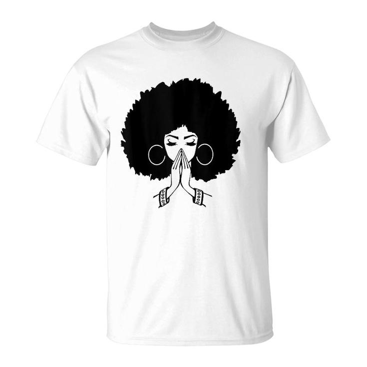 Afrocentric S For Women Afro Lady Pray  T-Shirt