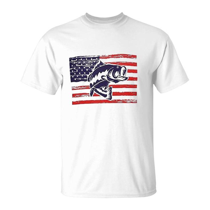 America Flag Fishing T-Shirt