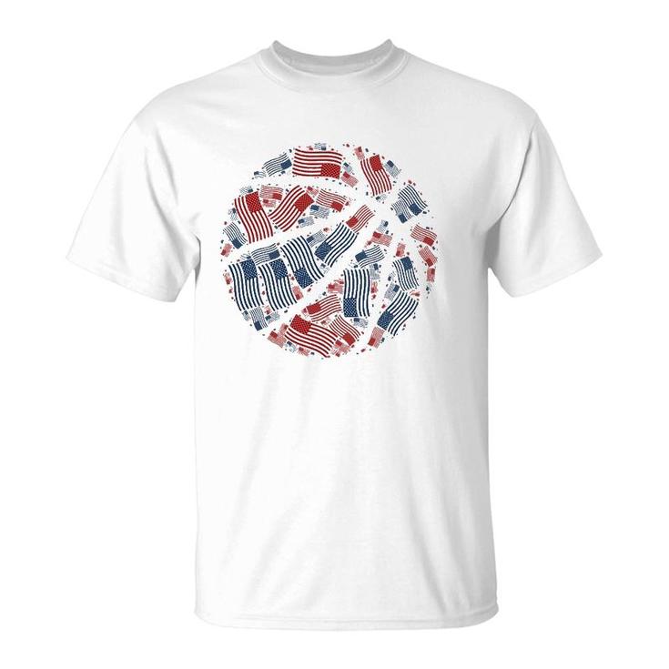 American Flag Usa Patriotic Basketball Ball - 4Th Of July T-Shirt