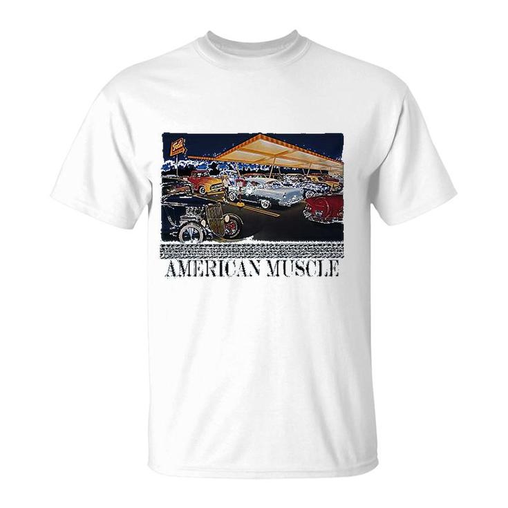 American Muscle Classic Hotrod Car Truck Drive In Cruise Graphic T-Shirt