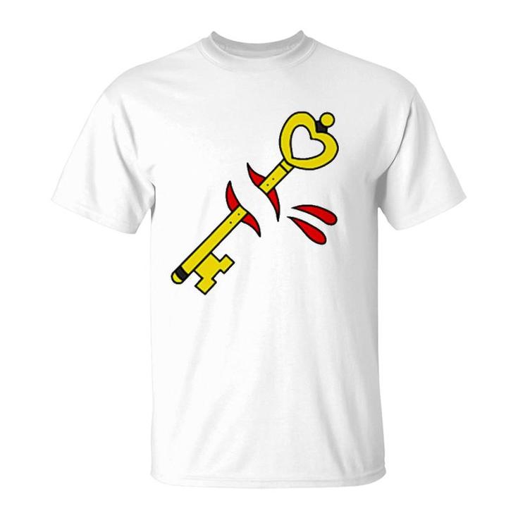 American Traditional Tattoo Style Key Over Heart T-Shirt