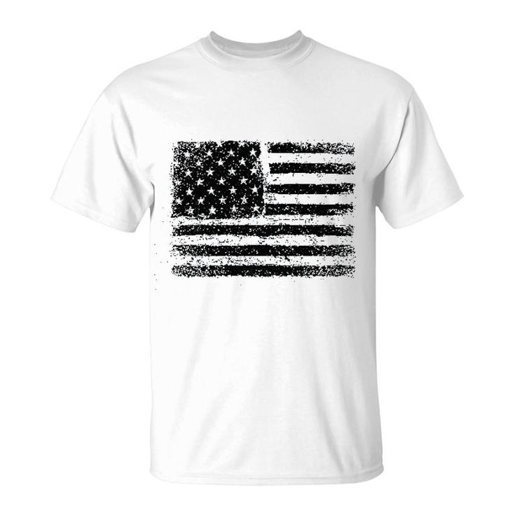 American Us Flag On A Dark Heather T-Shirt