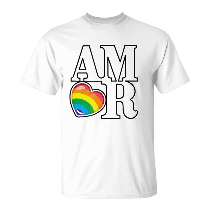 Amor Rainbow Heart Love T-Shirt
