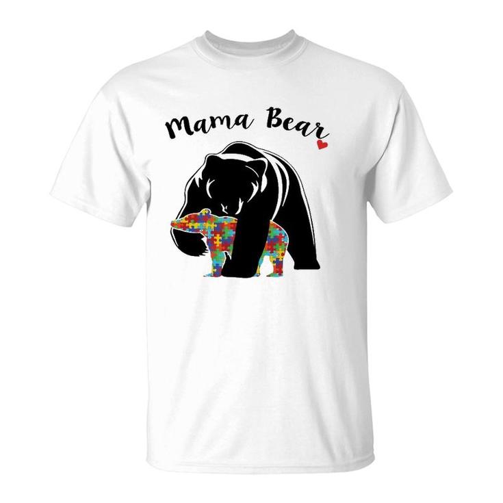 Autism Awareness Mama Bear Support Love T-Shirt