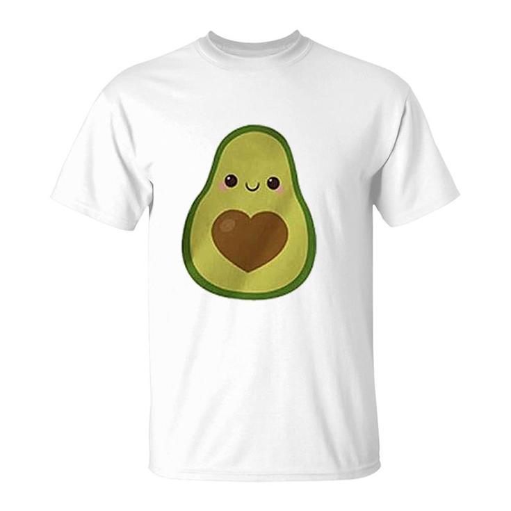 Avocado Letter Print Cute Heart T-Shirt