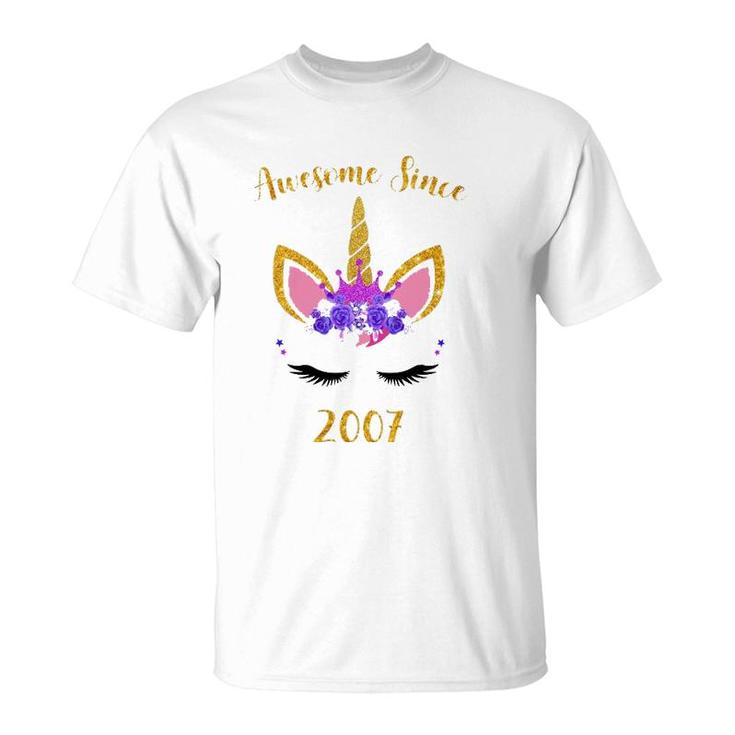 Awesome Since 2007 Unicorn Birthday Girl T-Shirt