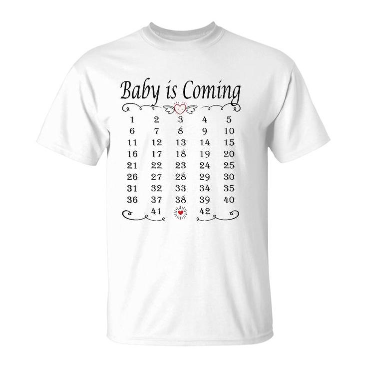 Baby Is Coming Calendar Pregnancy Memory Funny Announcement T-Shirt