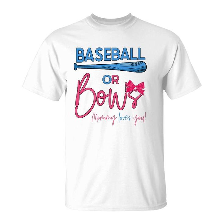Baseball Or Bows Gender Reveal Party Idea For Mommy T-Shirt