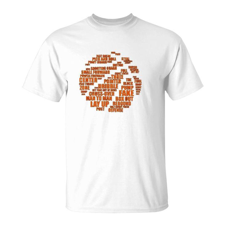 Basketball Terms Motivational Word Cloud T-Shirt