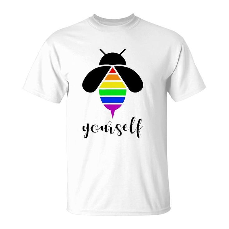 Be Yourself  Gay Pride Lgbtq Funny Rainbow Bee T-Shirt