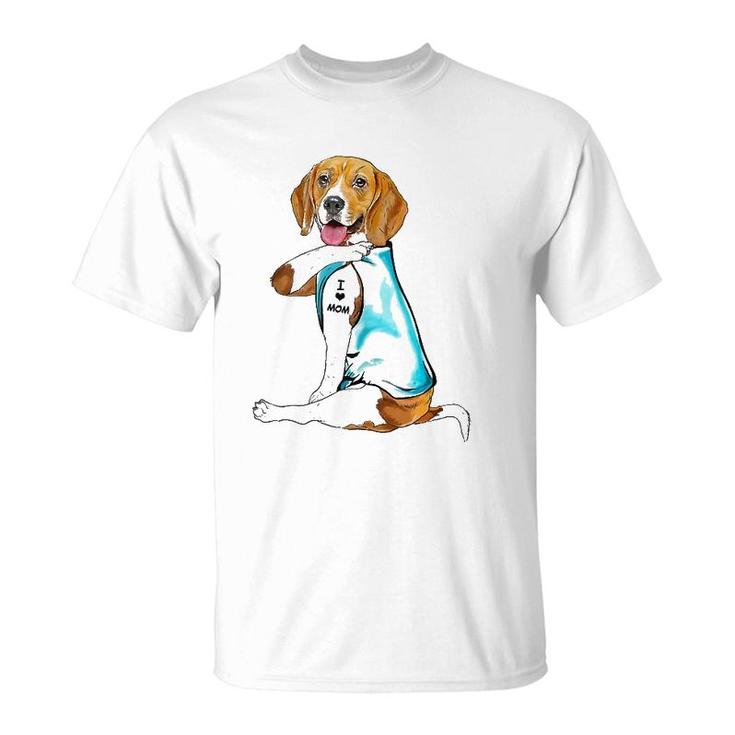 Beagle Tattoos I Love Mom Sitting Gift Mother's Day T-Shirt
