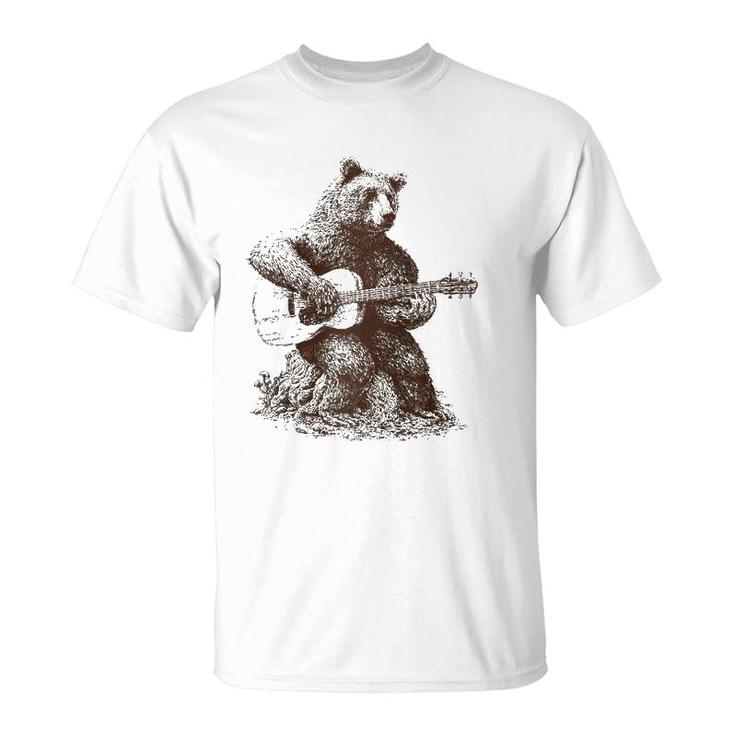 Bear-Playing Guitar For Men Women Raglan Baseball Tee T-Shirt