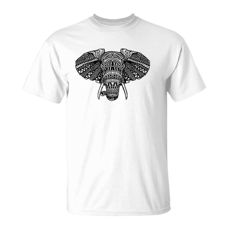 Beautiful African Elephant In Mandala Style, African Animals T-Shirt