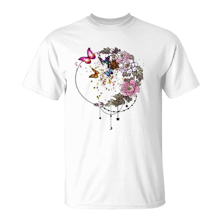 Beautiful Butterfly With Flower T-Shirt