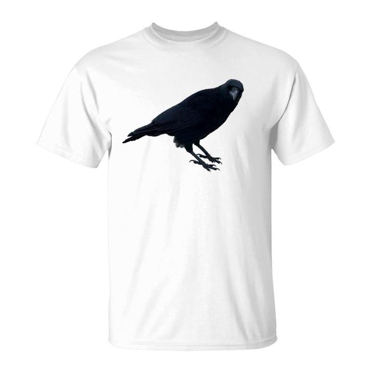 Beautiful Curious Black Crow Raven Bird Silhouette T-Shirt