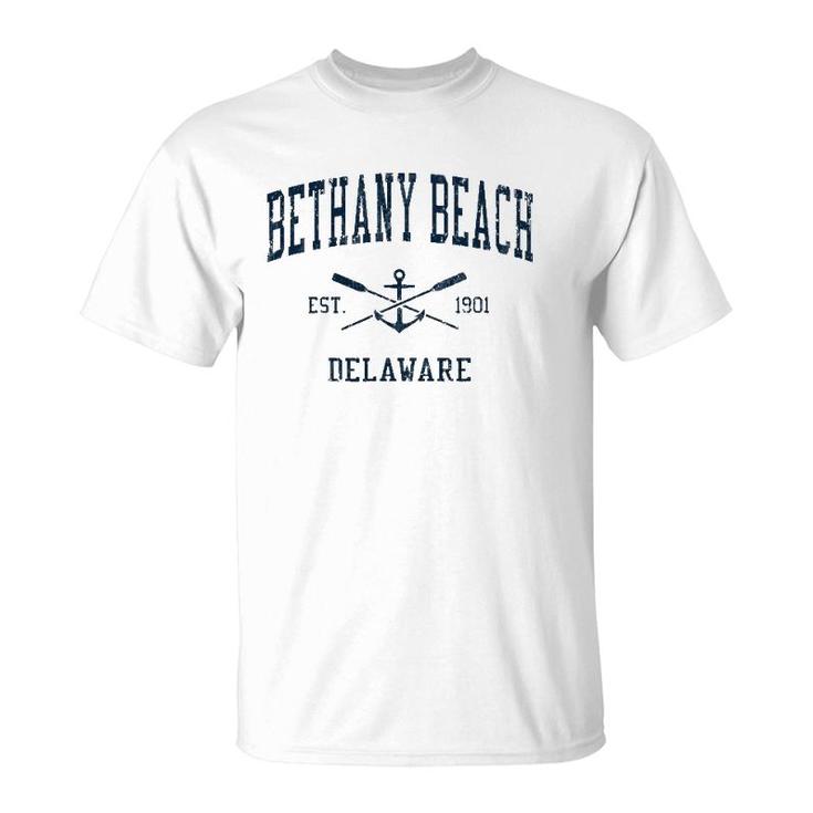 Bethany Beach De Vintage Navy Crossed Oars & Boat Anchor T-Shirt