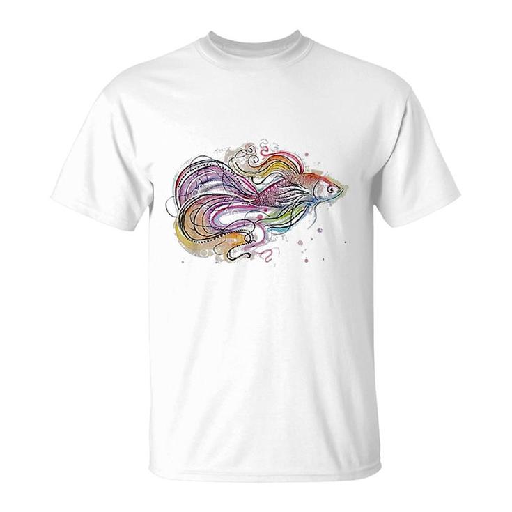 Betta Fish Art Colorful T-Shirt