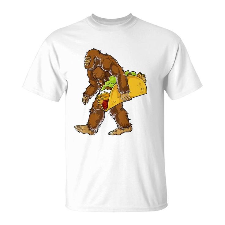 Bigfoot Carrying Taco Cinco De Mayo Boys Sasquatch T-Shirt