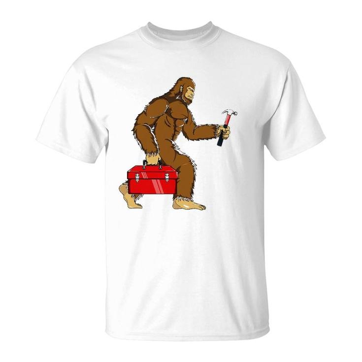 Bigfoot Father's Day Gift Toolbox Hammer Sasquatch Yeti T-Shirt