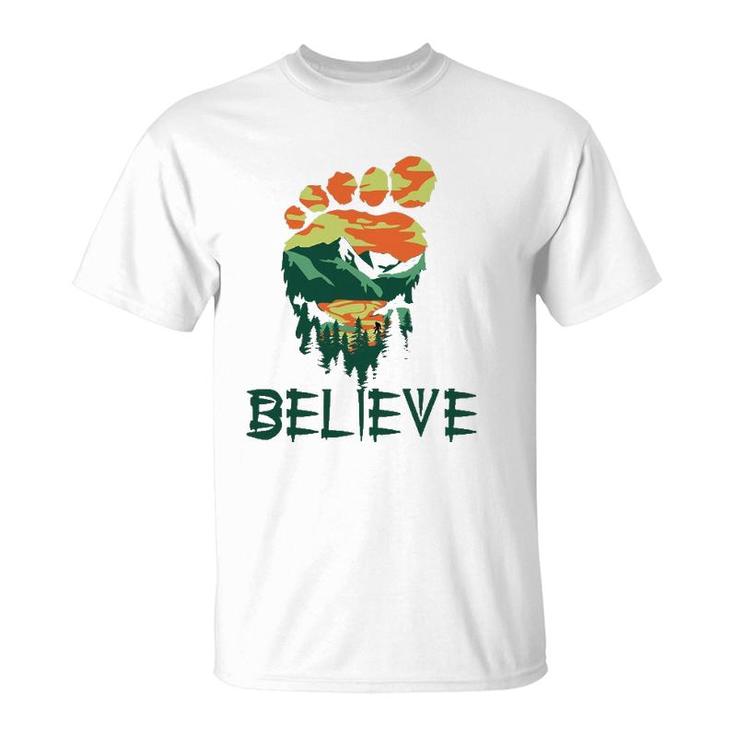 Bigfoot Sasquatch Foot Yeti Believe Camping Hiking Lover T-Shirt