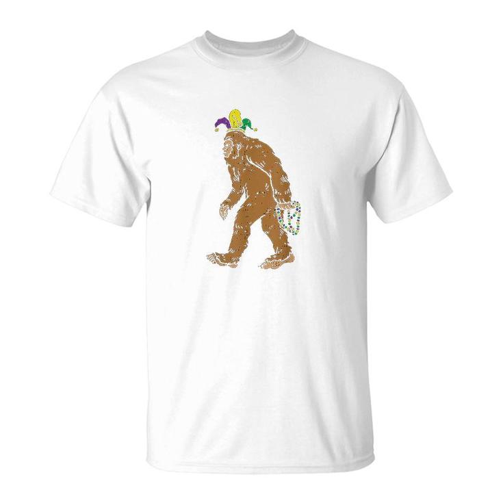 Bigfoot Sasquatsh Jester Hat Beads T-Shirt