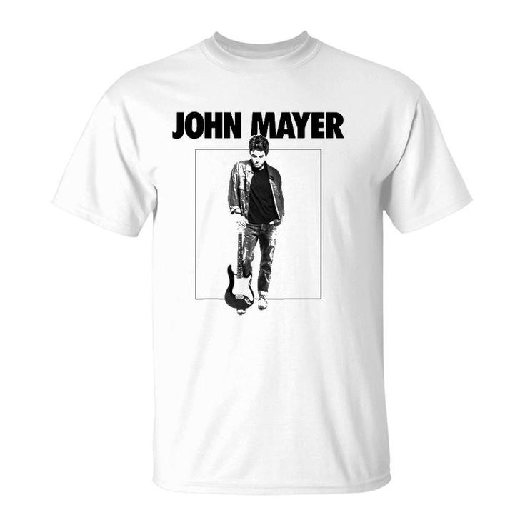 Black And White Johns Mayer Face Beautiful Design Art Music T-Shirt