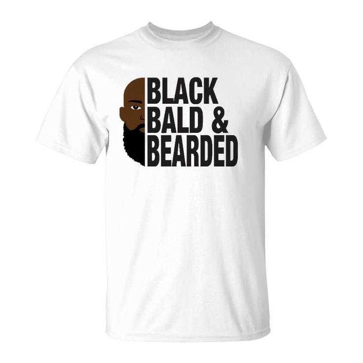 Black Bald And Bearded Face Funny Father's Day T-Shirt