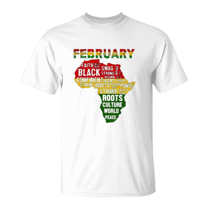 Black History Month African Map Colors T-Shirt